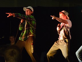 Glendale Backstreet Boys' Tyler Gubesch, Kevin Arnel, Liam Spencer perform Thursday night in the school's annual Idol and Talent Show. CHRIS ABBOTT/TILLSONBURG NEWS