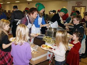 The Goderich Public School parent council hosted its annual holiday dinner at the Goderich Memorial Arena on Tuesday, Dec. 3. More than 600 people, including students, parents, grandparents and school staff and volunteers enjoyed a traditional Christmas dinner. (DAVE FLAHERTY/GODERICH SIGNAL-STAR)