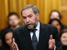 New Democratic Party leader Thomas Mulcair speaks during Question Period in the House of Commons on Parliament Hill in Ottawa December 4, 2013. REUTERS/Chris Wattie