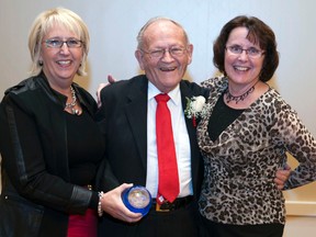 Frank Uniac and his late wife Mary were formally recognized for their philanthropy at a ceremony in Windsor. He's flanked by Michele Grzebien-Huckson (left), executive director Foundation of CKHA; Frank Uniac; and Sandra Denomey, chair of the Board of Directors for the Foundation of CKHA.