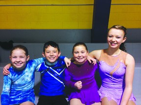 Local skaters (L-R) Stephanie Simon, Mason Panko, Christine Simon and Megan Hall participated in a Winnipeg Superskate competition last weekend along with Melissa Butler, below.