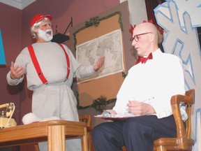 Sam Kirschner, left, is Santa Claus on stage with Mark Killeen in the West Elgin Dramatics Society production of Dear Santa, on stage through Dec. 14. PATRICK BRENNAN/QMI Agency