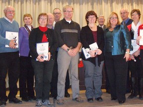 On Dec. 6, Huron-Bruce MPP Lisa Thompson presented 10 residents of Huron-Bruce with Outstanding Citizen awards. The presentation took place during the Teeswater Community Christmas Concert. The volunteers honoured represent many organizations and untold hours, all focused on making their communities better places in which to live. L-R: Jim and Fran Farrell of Ripley, Jo-Ann McDonald of Brussels, Quincy Bridge of Auburn, Hugh Mason of Huron Township, Rick McMurray of Lucknow - Citizen of the Year, Vicki Carter of Bluevale, Ed Payette of Goderich, MPP Lisa Thompson, Tim Mancell of Walkerton, Doreen McGlynn of Teeswater, and Laurie Dykstra of Exeter. (SUBMITTED)
