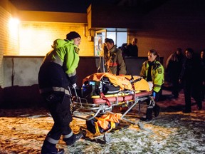 A man was rushed to Sunnybrook hospital with gunshot wounds after an incident at 18 Tandridge Cres., near Albion and Weston Rds., shortly after 11 PM Wednesday. (VICTOR BIRO/Special to the Toronto Sun)