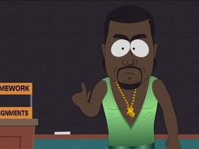 South Park poked fun at Kanye West and Kim Kardashian Wednesday night. (Screenshot)