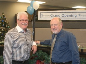 Family Service Kent board chair Leo Heuvelmans and executive-director Brad Davis at the official grand opening of the new offices on Adelaide Street.