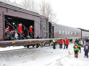 Vulcan residents came out Dec. 9 to see the Canadian Pacific Holiday Train, which featured performers Matt Dusk and Melanie Doane. The event helps rally support for local food banks.