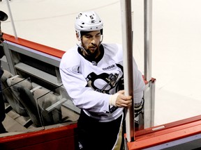 Deryk Engelland of the Pittsburgh Penguins during their practice at the Bell Center Feb. 6, 2012. (JOCELYN MALETTE / QMI Agency)