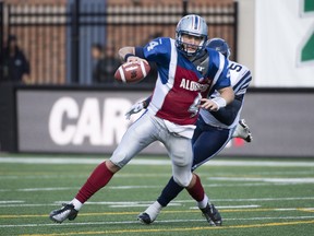 Among the guys expected to join the RedBlacks for their inaugural season is Montreal Alouettes QB Tanner Marsh. QMI Agency photo.