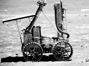 A DESTIN drill developed by Sudbury company Deltion Innovations Ltd. is on board the Artemis Jr. rover created by Neptec, of Kanata, during a simulated lunar mission in July 2012. The exercise involved drilling and delivering a sample to NASA’s RESOLVE analysis system. Photo supplied