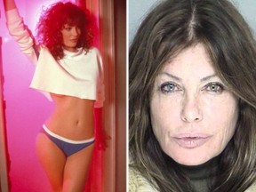 Kelly LeBrock, left, in 1985's' "Weird Science," and her booking photo, right. (Handout/AFP/Getty)