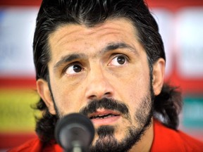 Gennaro Gattuso talks during a press conference on November 8, 2012 in Sion, Italy. (AFP)