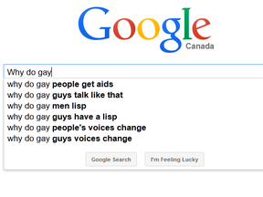 An example of a Google auto-complete suggestions. (SCREENSHOT)