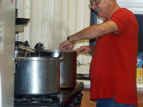 Rob Simpson prepares a pot of spaghetti at a fundraiser held on Dec. 13. Hosted by the local Veterans and Families Support group, the fundraiser raised close to $1,900 for headstones for local veterans who don't have one.