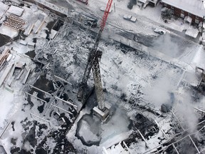 The site of the fire that burned a Kingston building is seen from the air on Wednesday morning.
Michael Lea The Whig-Standard