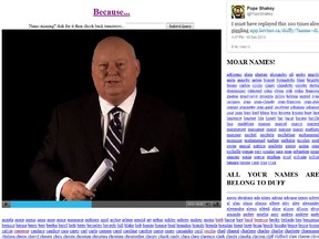 Screen grab from the Mike Duffy greeting database.