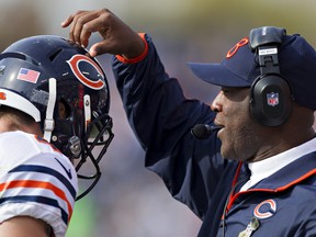 Former Chicago Bears coach Lovie Smith (right) has interviewed for the Houston Texans job. (Wesley Hitt/Getty Images/AFP)