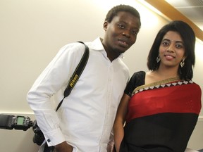 Lambton College students Bisi Alawode, 26, left, and Divya Reddy, 22, shared their stories of studying aboard during a Cultural Connections session held Thursday. A total of 290 international students enroled in classes at the Sarnia campus this fall. BARBARA SIMPSON/THE OBSERVER/QMI AGENCY