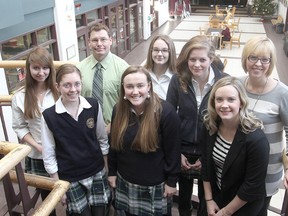 Members of the mental health ambassadors group at Regiopolis-Notre Dame Catholic High School are, back row, Ashlee Earle, staff advisor Jim David, Lizzy Emberley, Samantha Haisell, staff advisor Colleen Glancey Cox; front row, Maggie Drolet, Gabriella Hubbard and advisor Julia Morgenstern.
Michael Lea The Whig-Standard