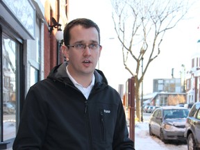 Lambton-Kent-Middlesex MPP Monte McNaughton speaks in front of Unique Barbershop in Strathroy on Dec. 16. He’s hoping a tour of local barbershops will help cut the province's new Trades Tax.
JACOB ROBINSON/AGE DISPATCH/QMI AGENCY