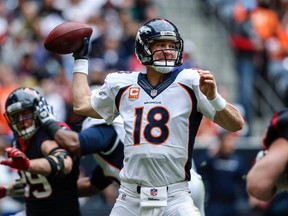 Broncos quarterback Peyton Manning attempts a pass during the second quarter against the Texans in Houston on Sunday, Dec. 13, 3013. (Troy Taormina/USA TODAY Sports)