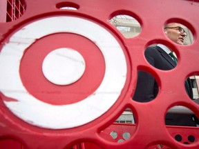 U.S. Senator Charles Schumer, is pictured through a Target shopping cart, as he holds a news conference about the massive credit card hack that has affected 40 million Target customers, in the Harlem area of New York December 22, 2013. (REUTERS/Carlo Allegri)