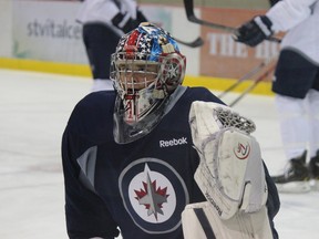 Winnipeg Jets goaltending prospect Eric Comrie, seen here at the team's player development camp last summer, has signed a three-year contract with the franchise. (Rich Pope/Winnipeg Sun file photo)