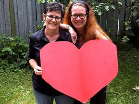 Susan Belyea, left, and Karen Dubinsky received a pair of threatening letters in July, telling them to leave Kingston or face "deadly serious" consequences. The couple said Tuesday they are not leaving. (Supplied photo)