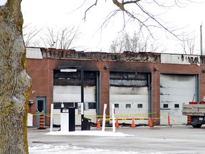 Perth County council has put off approval of a tender to replace the public works garage in Mitchell that was damaged in a December 2013 fire. MIKE BEITZ / Beacon Herald file photo