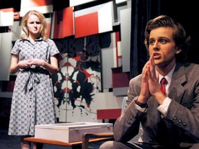 Best Supporting Actress nominee Zoe Wassink (Alice Kinnian) and High School Merit Award winner Aaron Smit (Charlie Gordon) in Flowers For Algernon, London District Christian secondary school.