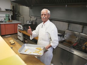 Peter Betas, the owner and operator of the Olympia restaurant on Charles Street, will hang up his apron for good at the end of the day Tuesday after 43 years in business. (Elliot Ferguson The Whig-Standard)