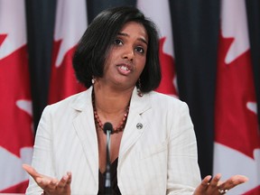 NDP MP Rathika Sitsabaiesan speak to the media at the National Press Theatre in Ottawa August 3, 2011. (ANDRE FORGET/QMI AGENCY)