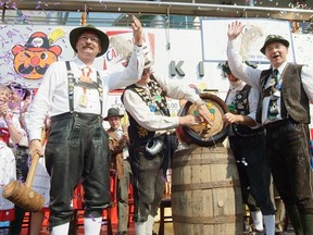 The ceremonial tapping of the first keg of beer kicks off Kitchener-Waterloo Oktoberfest. (Handout)