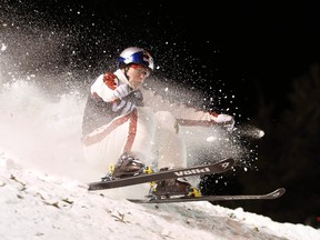 Travis Gerrits of Canada competes in the men's aerial final at the FIS World Cup freestyle skiing event in Park City, Utah, February 1, 2013. (REUTERS/Jim Urquhart)