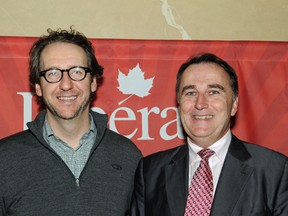 Belleville Mayor Neil Ellis stands with Gerald Butts, principal advisor to federal Liberal leader Justin Trudeau, following Butts recent visit to Belleville. 
Photo by Brenda Nielsen