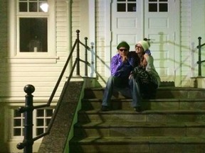 Charlie Sheen with Brett Rossi in Iceland. (Twitter)