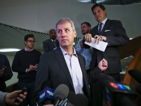 David Soknacki talks to media after registering to run for mayor at City Hall in Toronto on Monday, January 6, 2014. (Ernest Doroszuk/Toronto Sun)