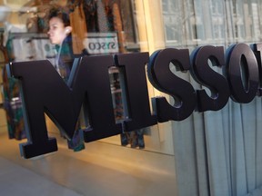 The Missoni logo is pictured on the window of a Missoni store on Madison Avenue in New York January 18, 2013. The airline and the pilot of a plane that went missing in Venezuela on January 4 with the fashion house's co-owner Italian fashion executive Vittorio Missoni, his wife and four others on board were not licensed to fly, Italian investigators said on Tuesday. (REUTERS/Carlo Allegri)