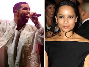 Drake and Zoe Kravitz. (WENN.COM file photo)