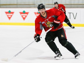 Senators captain Jason Spezza skates at practice Monday at the Canadian Tire Centre.