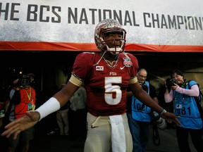 Florida State QB Jameis Winston takes the field at the Rose Bowl on Monday night. (Getty Images/AFP)