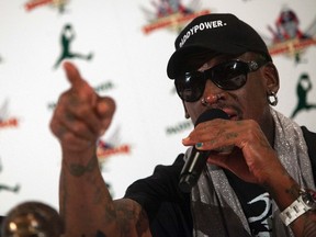 Dennis Rodman is taking a team of former NBA players to North Korea to play a game for president Kim Jong Un's birthday celebrations. (Eric Thayer/Reuters)