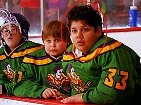 Shaun Weiss is seen here playing Goldberg in the hit 1992 film The Mighty Ducks.