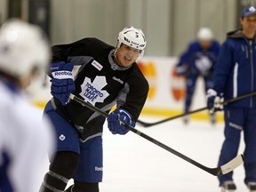 Maple Leafs captain Dion Phaneuf was not on Hockey Canada's roster to participate in the upcoming Olympics in Sochi, but teammate Nikolai Kulemin will represent host Russia. (MICHAEL PEAKE/TORONTO SUN)
