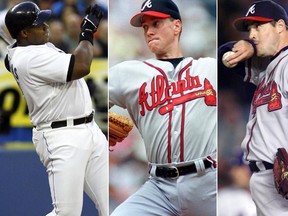 Frank Thomas, Tom Glavine and Greg Maddux (left to right) were elected to the Baseball Hall of Fame on Wednesday, Jan. 8, 2013. (QMI Agency/Reuters/Files)