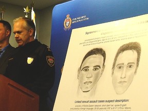 Ottawa police Sgt. Richard Dugal and Police Chief Charles Bordeleau announce a sexual predator is on the loose,  at police headquarters on Thursday. Danielle Bell/Ottawa Sun