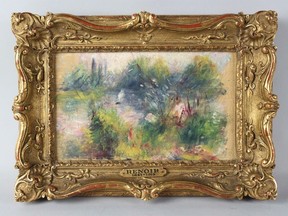 Pierre-Auguste Renoir's painting Paysage bords de Seine, which was discovered at a Virginia flea market, is shown in this Potomack Company image released to Reuters on September 12, 2012. (Reuters/Handout)