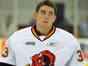 The Belleville Bulls dealt backup goalie Jason Da Silva (above) to the Peterborough Petes at the OHL trade deadline Friday for fellow backup Michael Giugovaz. (AARON BELL/OHL Images)
