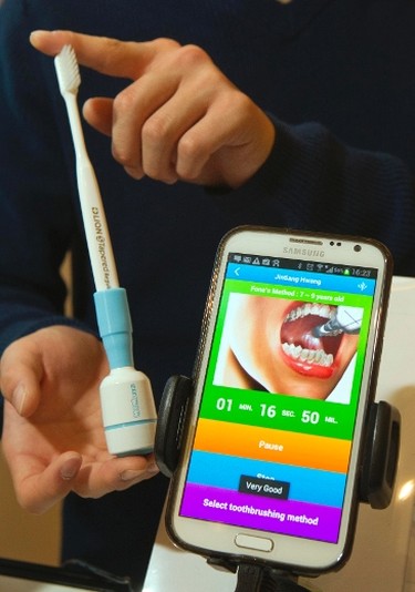 While not the only smart toothbrush on display at CES, when it comes to dental hygiene, the Mombrush wins for its name alone. The system developed by South Korean company, Xiusolution is a wireless device attaches to a toothbrush and uses a smartphone app to encourage proper brushing behaviour. Whether it nags you to clean up your room as well is unclear. REUTERS/Steve Marcus