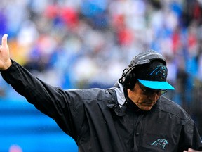 Ron Rivera of the Carolina Panthers flashes a thumbs-up during a win against the New Orleans Saints December 22, 2013. (Grant Halverson/Getty Images/AFP)